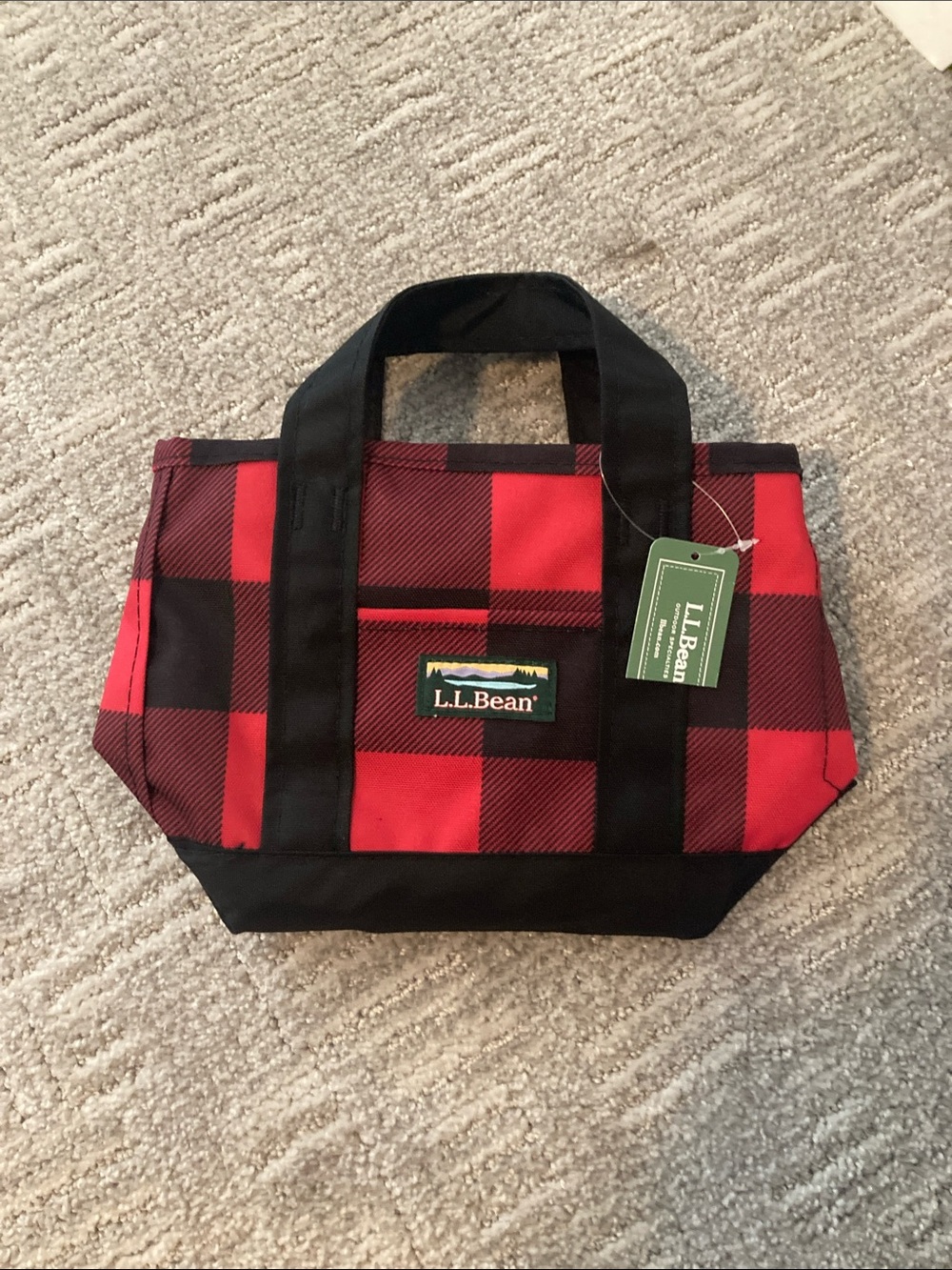 L.L. Bean Red and Black Buffalo Plaid Small Tote
